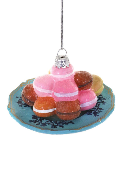 Plated Macarons Glass Ornament – French Patisserie Christmas Delight