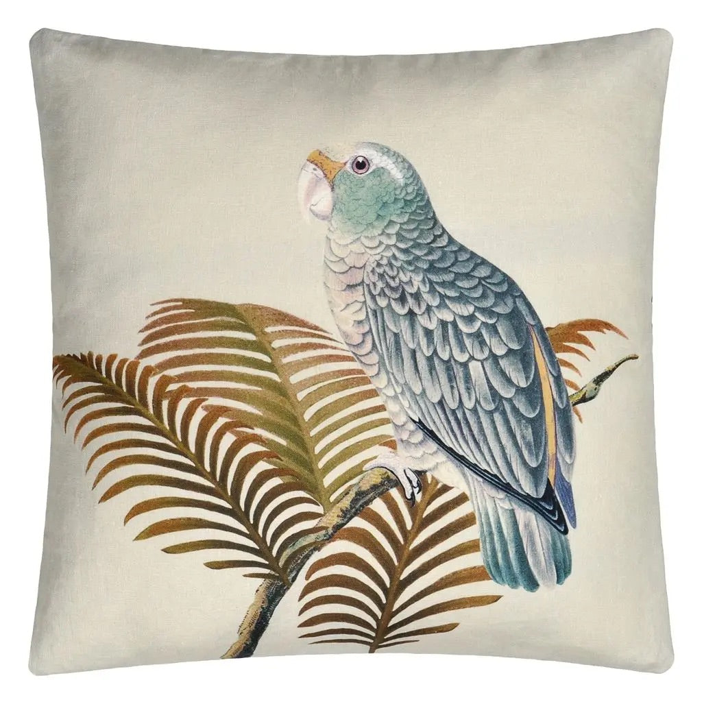Parrot and Palm Parchment Cushion - John Derian