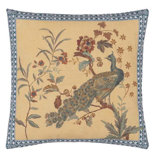 Peacock Toile Sepia Cushion - John Derian