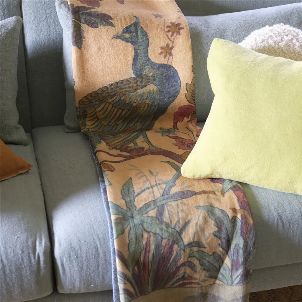 Peacock Toile Sepia Throw - John Derian