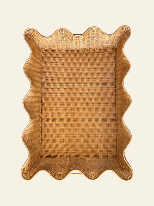 Large Scalloped Tray, Rattan - MithCPH