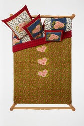 Leopard Stripes Dark Blue Quilt 220 x 270 - Lisa Corti