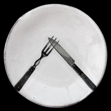 John Derian Small Fork and Knife Plate by Astier de Villatte, B2B product view