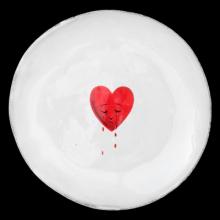John Derian Small Crying Heart Plate, set of 6 by Astier de Villatte, B2B view on black background