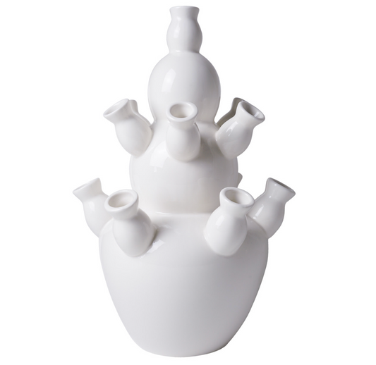 White Three Gourd Tulip Vase | Heinen Delfts Blauw