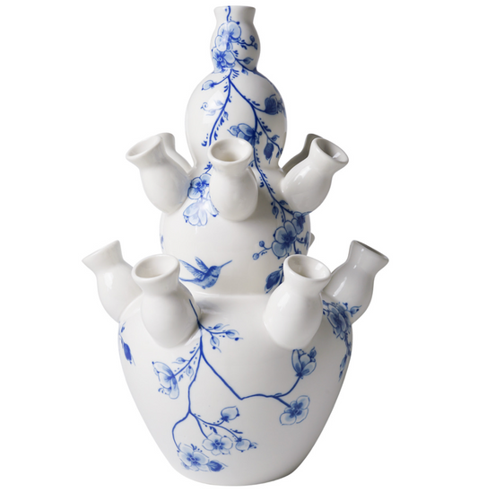 Blue Orchid Three Gourd Tulip Vase | Heinen Delfts Blauw