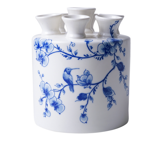 Blue Orchid Cylinder Vase | Heinen Delfts Blauw