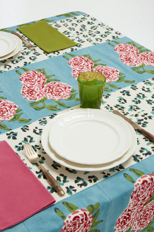 Leopard Stripes Sky - Cotton Cloth 180x180 Lisa Corti | Lisa Corti