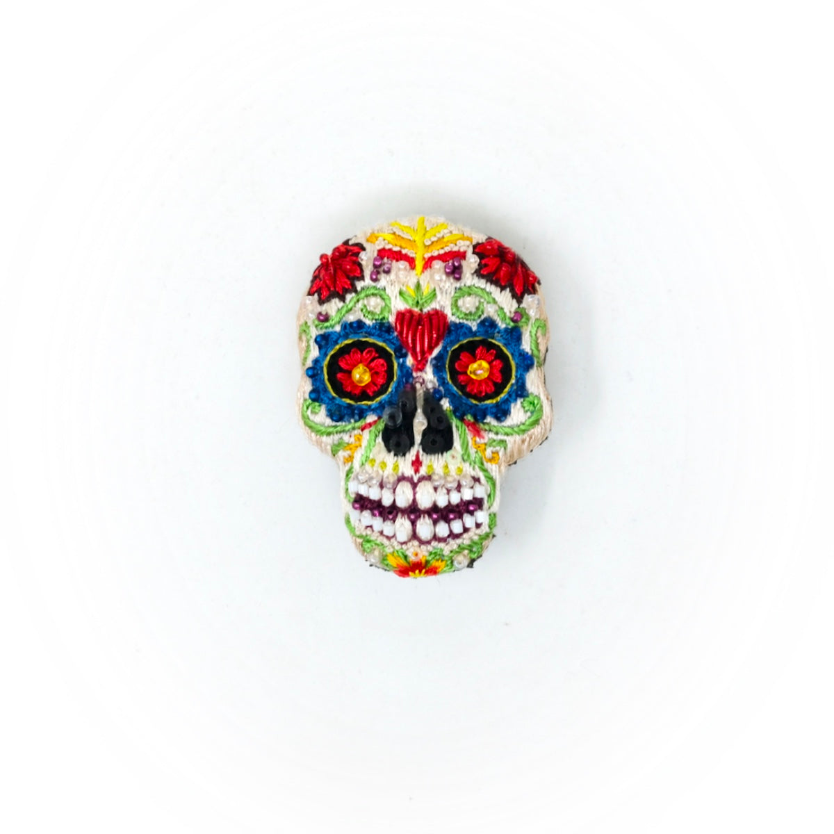 Sugar Skull hand-embroidered brooch by Trovelore at BON TON goods