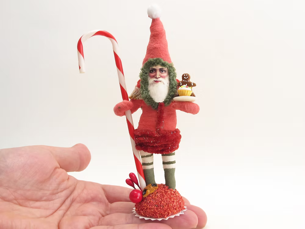 Sweet Treat Santa Figure | Vintage by Crystal Spun Cotton Ornament