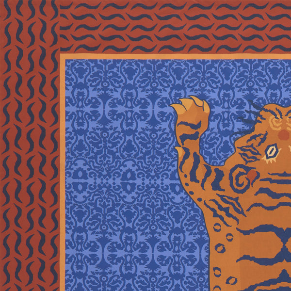 Tibetan Tiger Celeste Blue Tablecloth - 220X270 | Lisa Corti