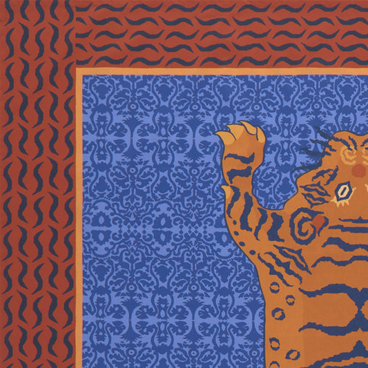 Tibetan Tiger Celeste Blue Tablecloth - 220X270 | Lisa Corti