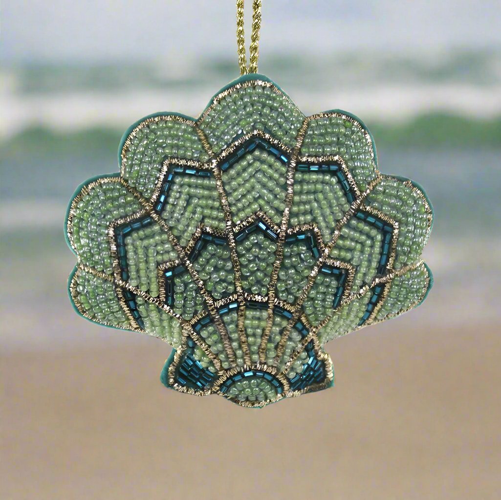 Tinsel Scalloped Shell | Christmas Ornament