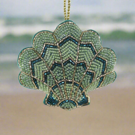 Tinsel Scalloped Shell | Christmas Ornament