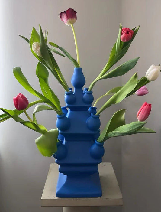 Three Tier Tulip Vase Olympic Blue | Heinen Delfts Blauw