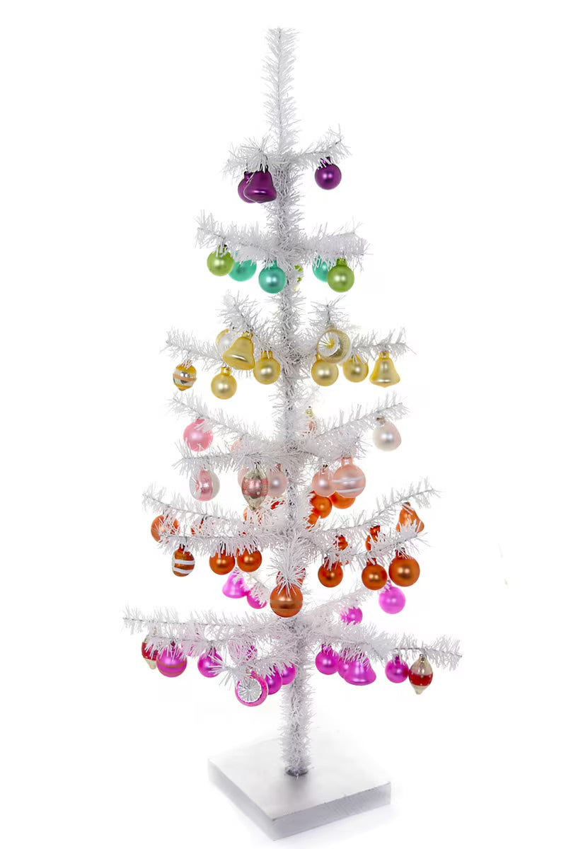 Decorated White Tinsel Tree - Large | Christmas Ornament