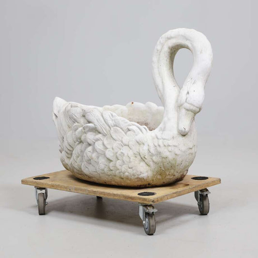 Vintage Cast-Concrete Swan Planter, Early 20th Century