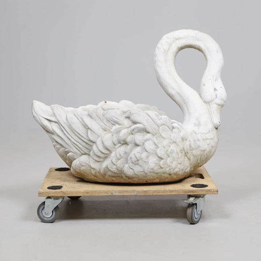 Vintage Cast-Concrete Swan Planter, Early 20th Century