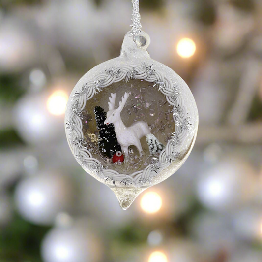 Vintage Diorama - With Deer | Christmas Ornament