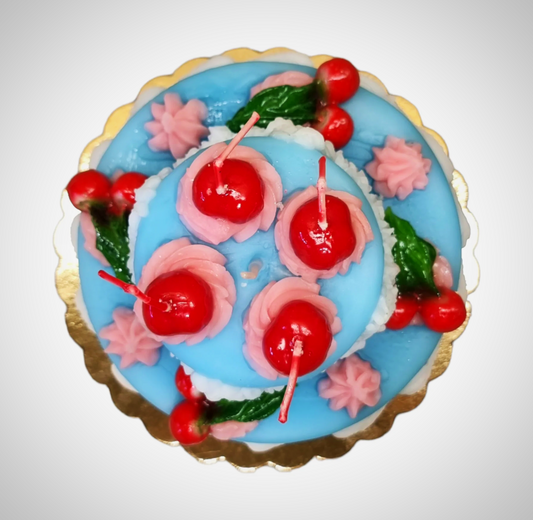 Blue 2-Tier Cake Wax Candle | Cereria Introna