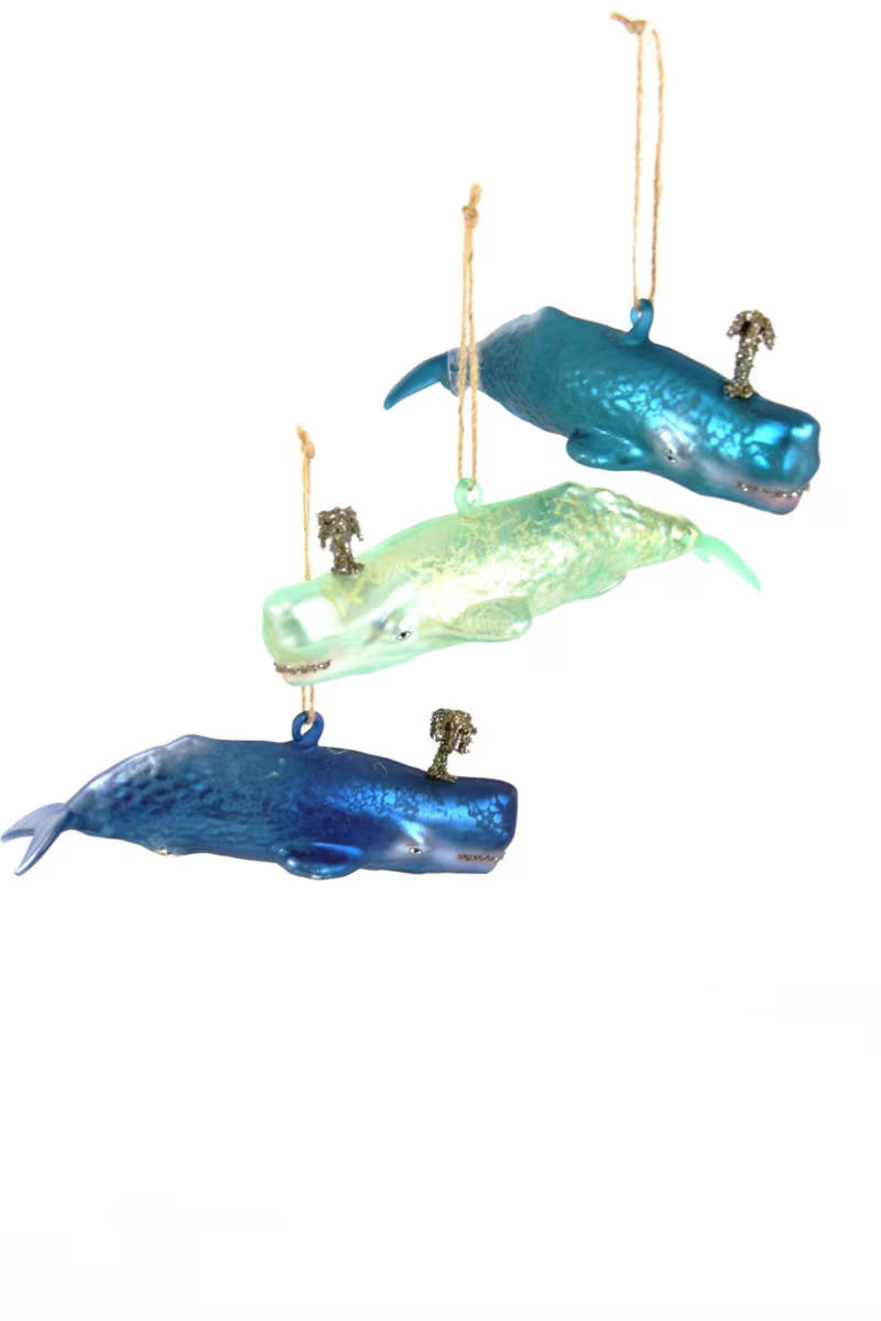 Whale Glass Ornaments – Blue, Teal & Mint