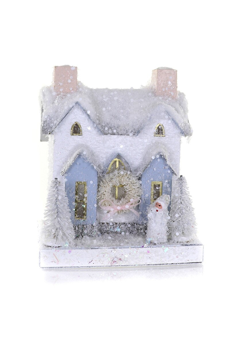 White French Villa Christmas House – Glittery Storybook Holiday Décor