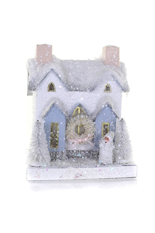White French Villa Christmas House – Glittery Storybook Holiday Décor