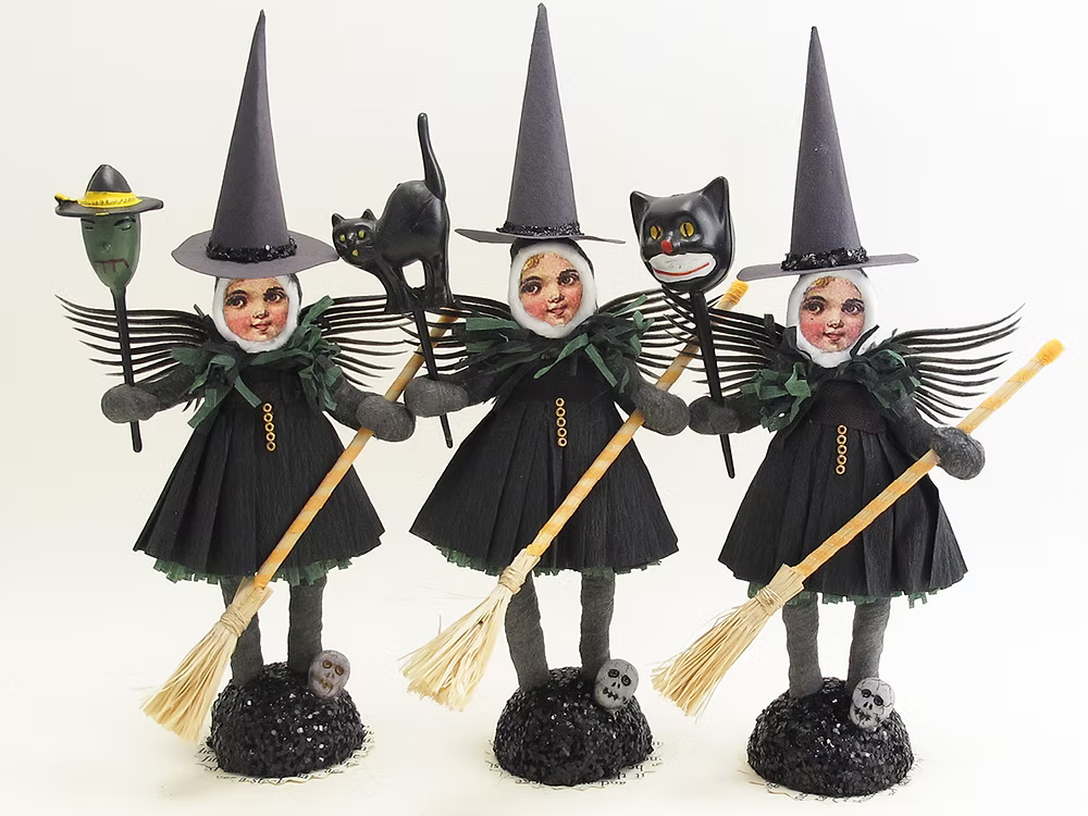 Winged Witch Figure | Vintage by Crystal Spun Cotton Ornament