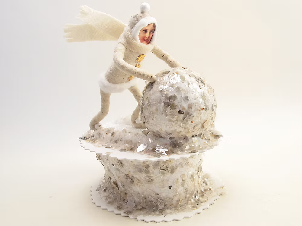 Winter Snow Fun Box | Vintage by Crystal Spun Cotton Ornament