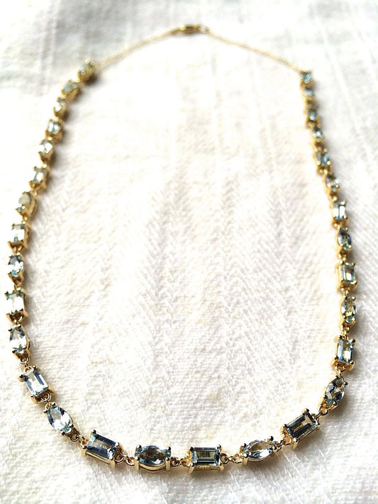 Additional view 3 of Alexandra Necklace, light-blue aquamarines and 14k yellow gold, handmade by Mikkel Brøgger