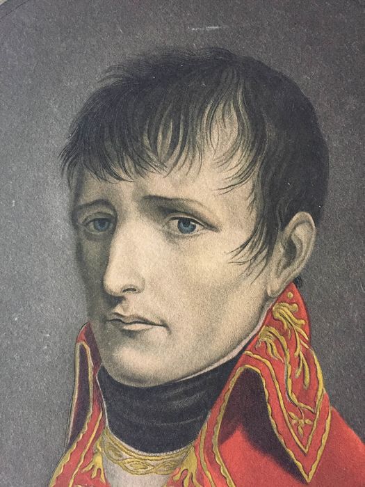 Antique Colored Copper Etching of Napoleon Bonaparte | Empire Frame, c. 1804 - Bon Ton goods