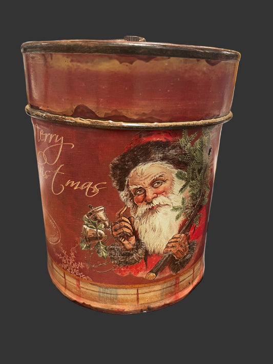 Antique French Christmas Tin, Red - Bon Ton goods