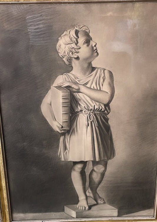 ANTIQUE WOODEN FRAMED PRINT - ROMAN BOY - Bon Ton goods