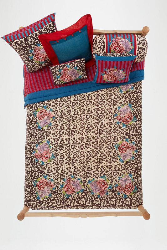 Arabesque Corolla Natural Coffee Cushion Cover 60x60 | Lisa Corti - Bon Ton goods