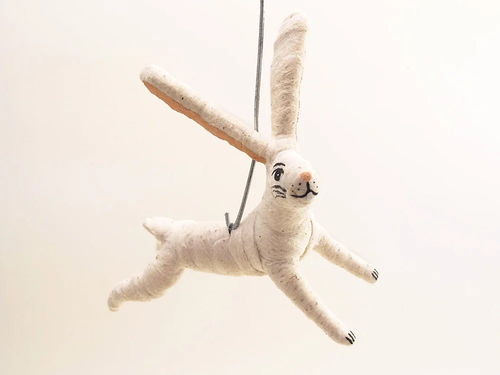 Assorted Leaping Bunny Rabbit | Vintage by Crystal Spun Cotton Ornament - Bon Ton goods