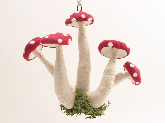 Assorted Mushroom Cluster Ornament| Vintage by Crystal Spun Cotton Ornament | Vintage by Crystal Spun Cotton Ornament - Bon Ton goods
