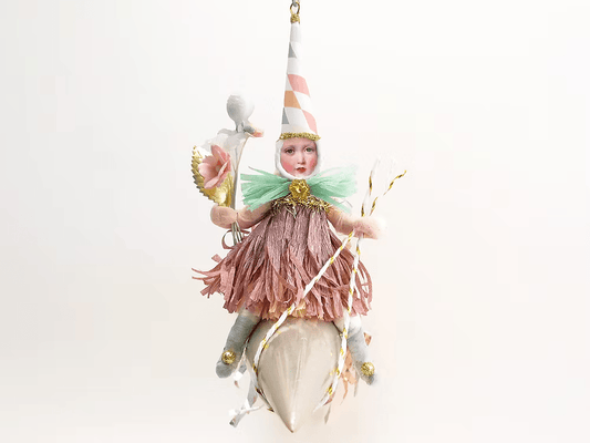 Assorted Rocket Girl Ornament | Vintage by Crystal Spun Cotton Ornament - Bon Ton goods