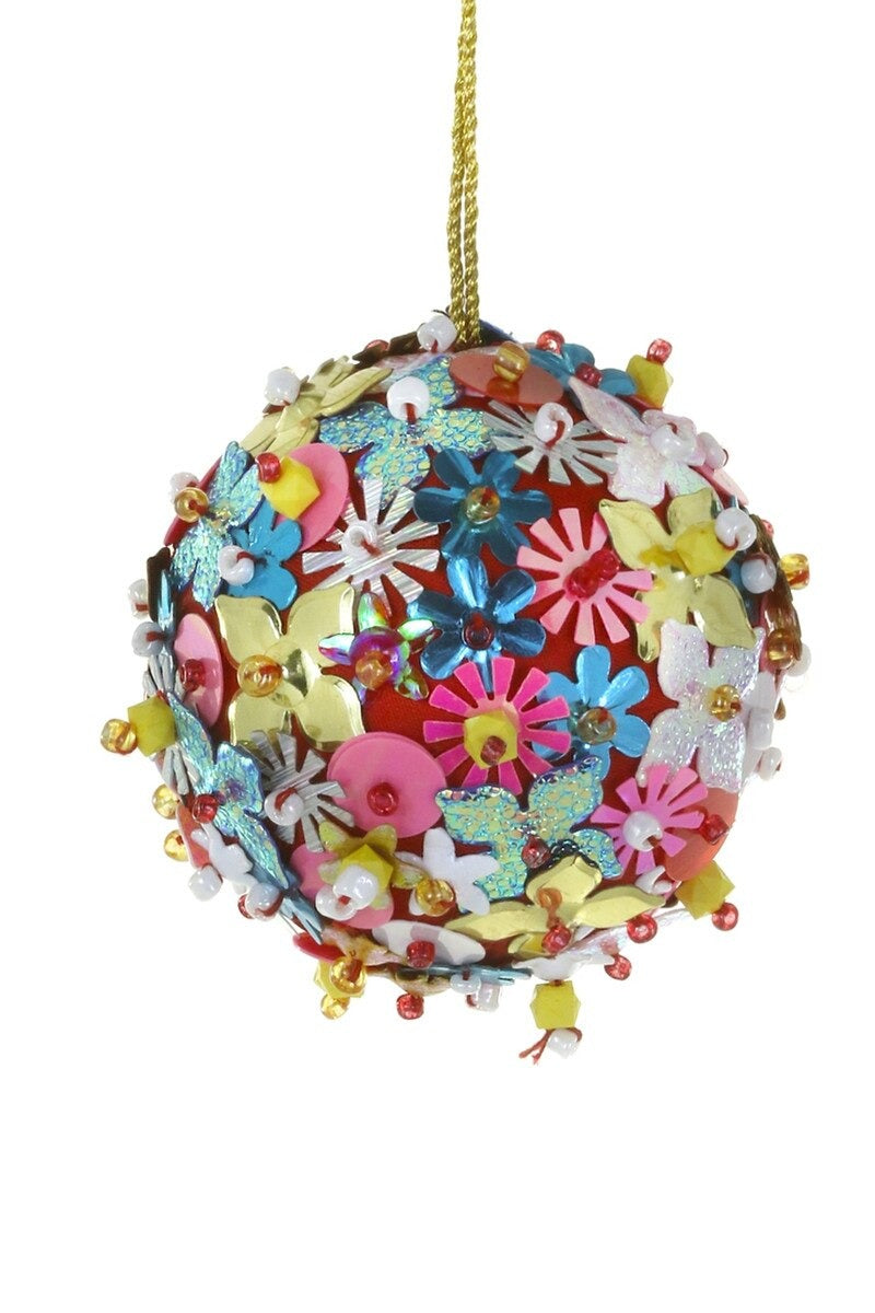 Beaded Floral Christmas Bauble by Cody Foster