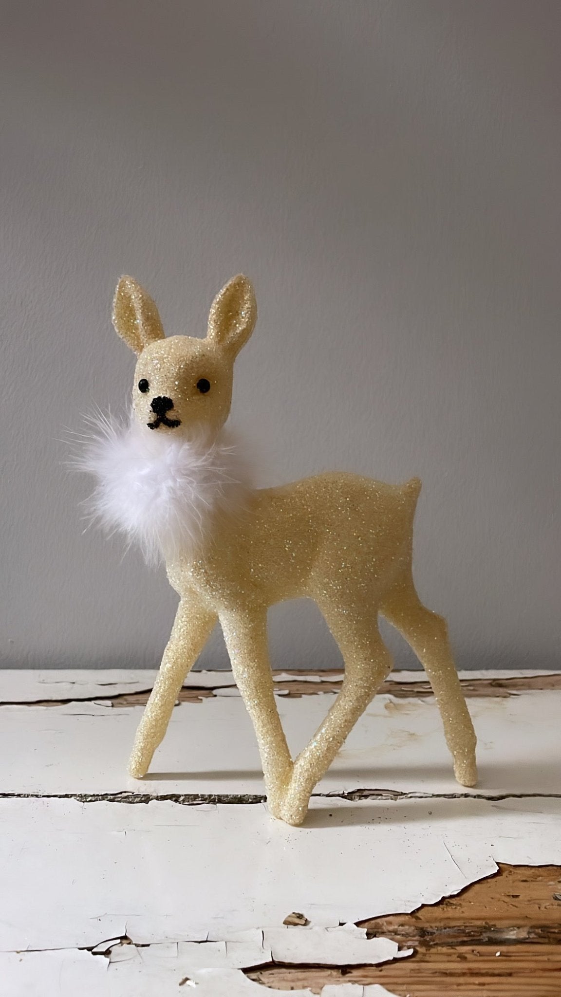 Beaded Reindeer Yellow with White Boa - Bon Ton goods