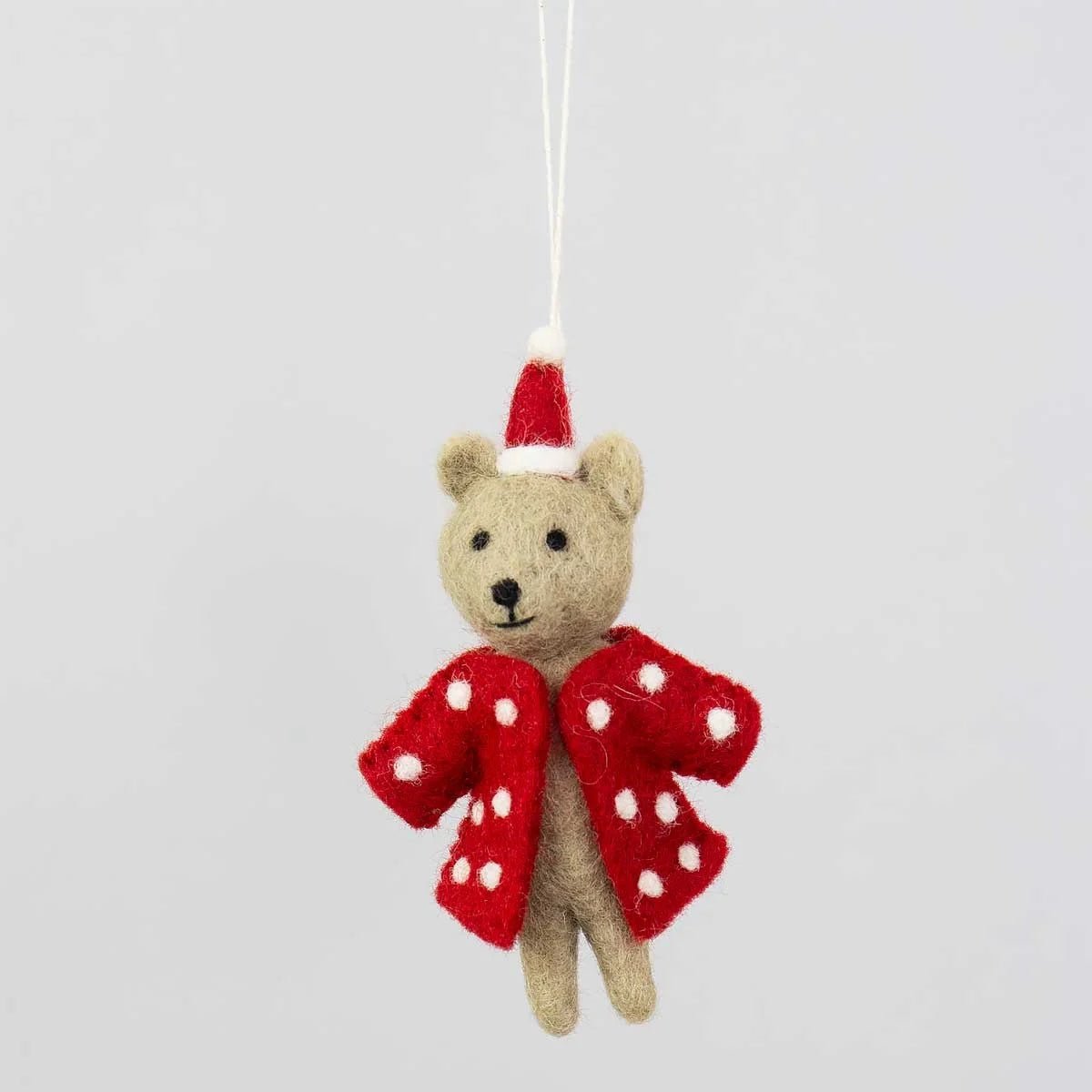 Bear with Dotted Coat Christmas ornament | Christmas Ornament - Bon Ton goods