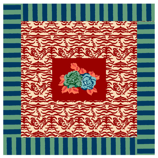 Indian Tiger Red Tablecloth 110X110 | Lisa Corti