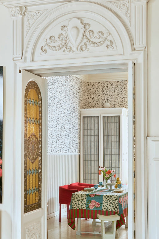 Leopard Stripes Sky - Tablecloth 110X110 | Lisa Corti