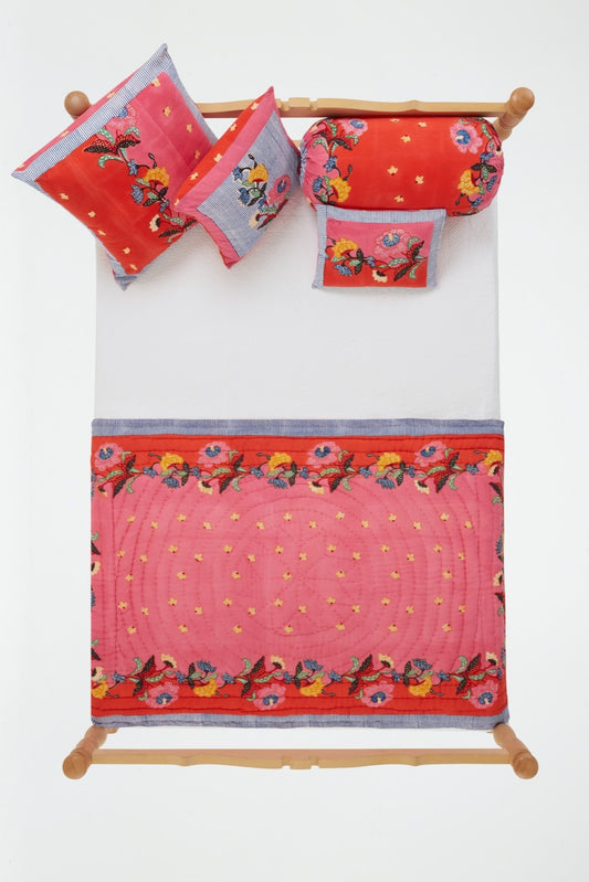 Indonesian Red Rose Bolster Cover | Lisa Corti