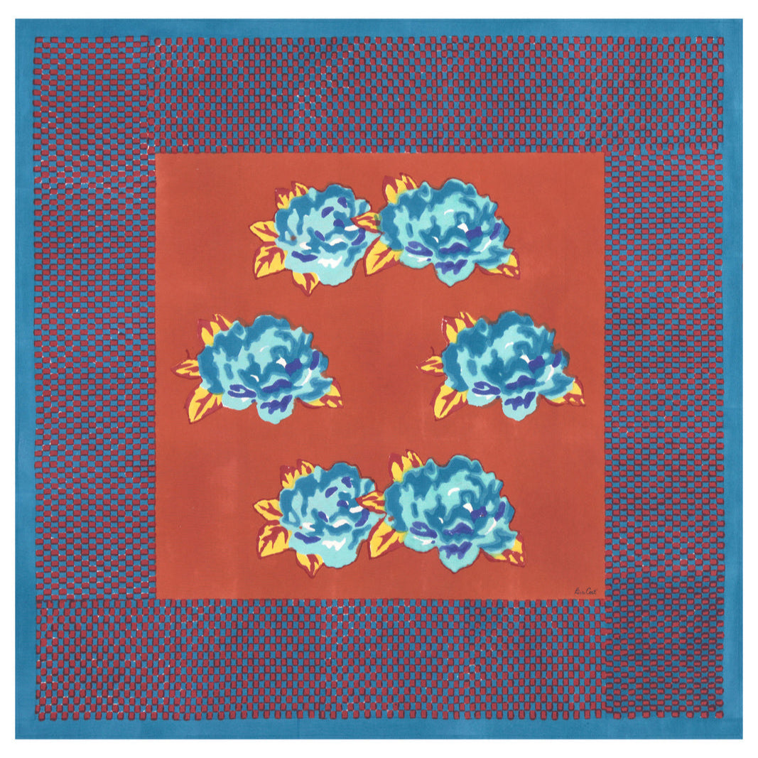 Double Peonia Rust-Old Pink - Tablecloth 110X110 | Lisa Corti