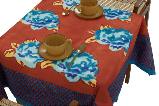 Double Peonia Rust-Old Pink - Tablecloth 110X110 | Lisa Corti