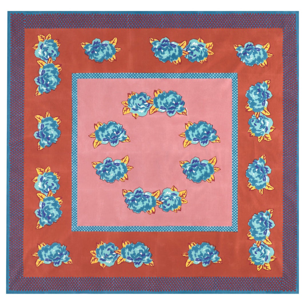 Double Peonia Rust-Old – Pink Tablecloth - 180X180 | Lisa Corti