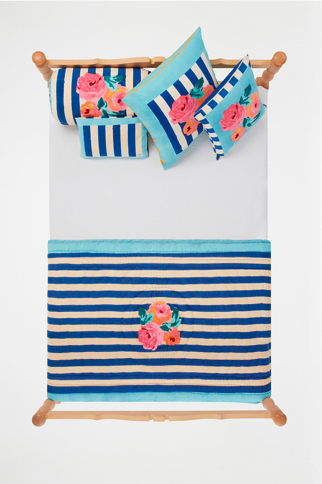 Nizam Stripes Blue Natural Cushion | Lisa Corti