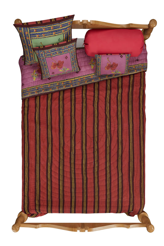 Ibisco Green-Pink Quilt – 220X270 | Lisa Corti