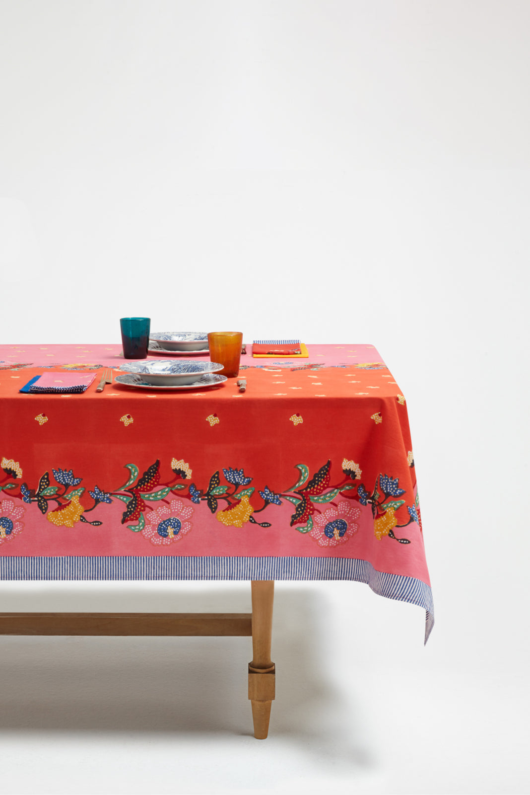 Indonesian Red Rose Tablecloth - 180 x 180 | Lisa Corti