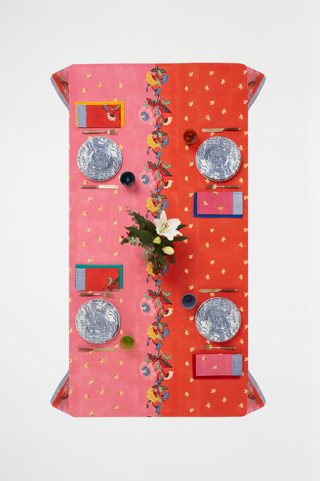 Indonesian Red Rose Tablecloth - 180 x 180 | Lisa Corti